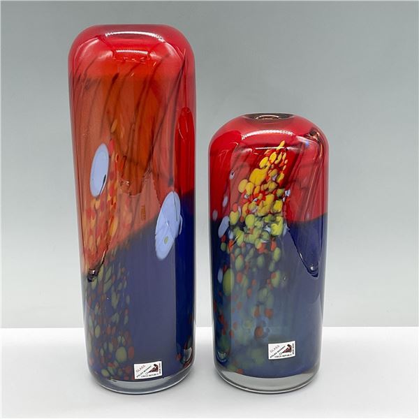 2pc Atelier Beranek Handblown Art Glass Vases