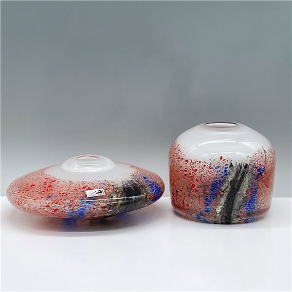 2pc Atelier Beranek Handblown Art Glass Vases