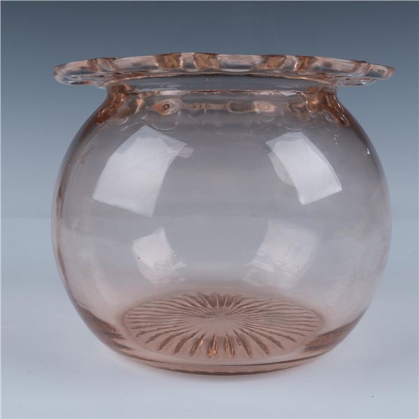 Old Colony Blush Pink Depression Glass Bowl w/ Lace Edge