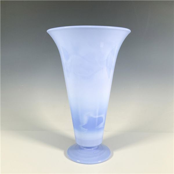 Periwinkle Footed Art Glass Vase