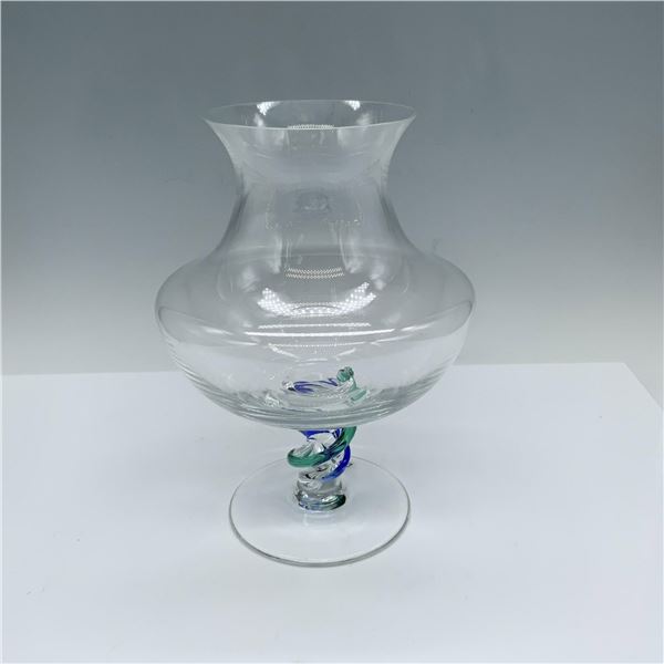 Art Czech Republic Handblown Swirl Footed Glass Vase
