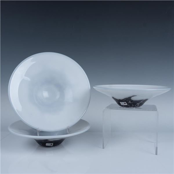 3pc Atelier Beranek Handblown Art Glass Bowls