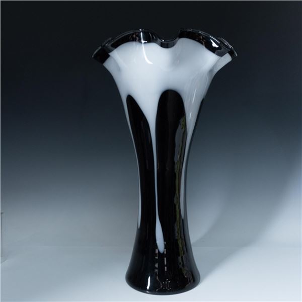 Black & White Large Art Glass Vase