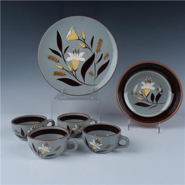 6pc Stangl Pottery Cups Plate and Bowl, Golden Harvest