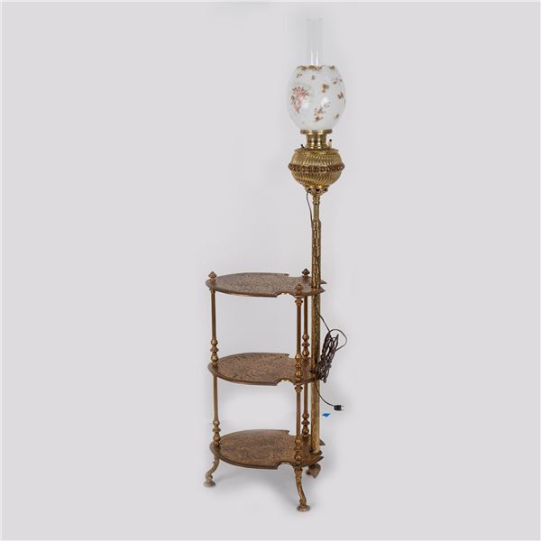 Brass Three Tier Floor Lamp with Shades