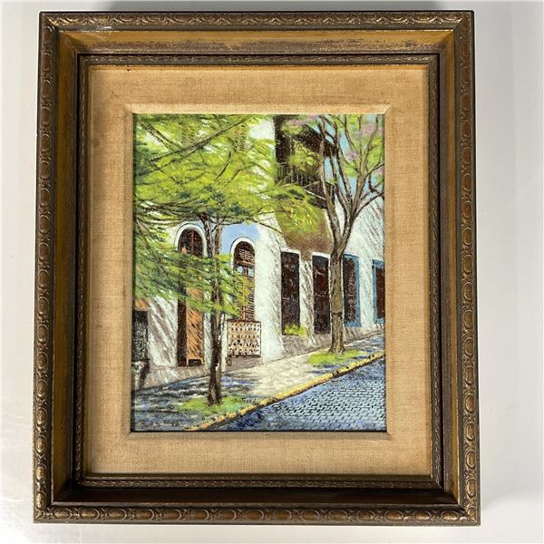 J. Bertrand, Framed Enamel on Copper, Landscape, Signed