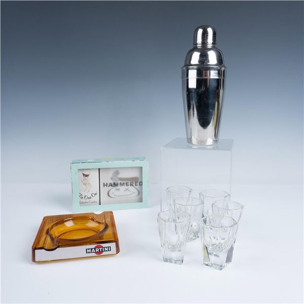 14pc Bar Set of Shot Glasses, Coasters, Ashtray & Shaker