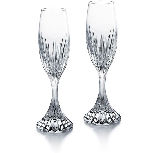 Baccarat Crystal Champagne Flutes, Massena, Sealed Box