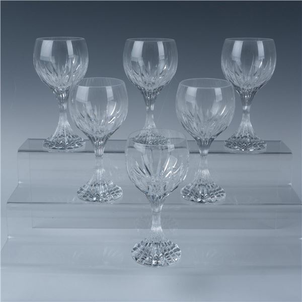 6pc Baccarat Crystal Claret Wine Glasses, Massena