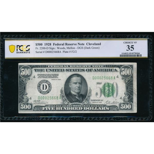 1928 $500 Cleveland FRN PCGS 35