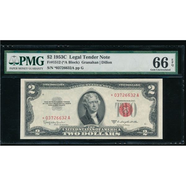 1953C $2 STAR Legal Tender Note PMG 66EPQ