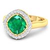 Image 2 : 14KT Yellow Gold 2.07ctw Zambian Emerald and Diamond Ring