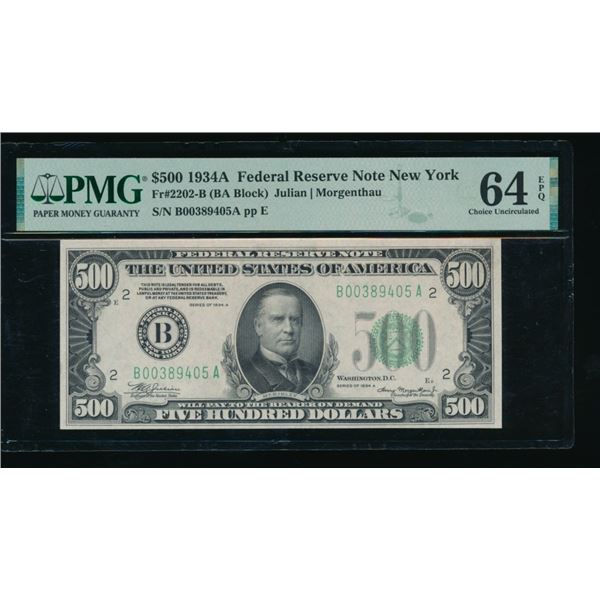 1934A $500 New York FRN PMG 64EPQ