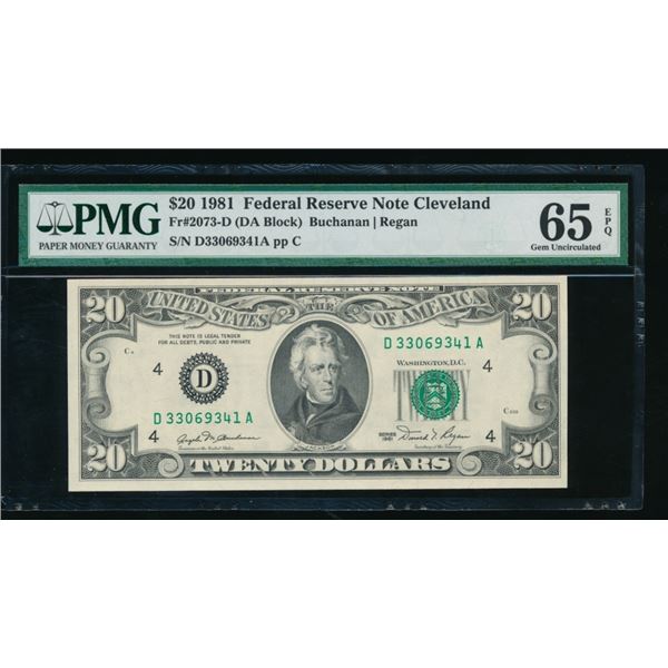 1981 $20 Cleveland FRN PMG 65EPQ