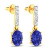 Image 3 : 14KT Yellow Gold 1.24ctw Tanzanite and Diamond Earrings