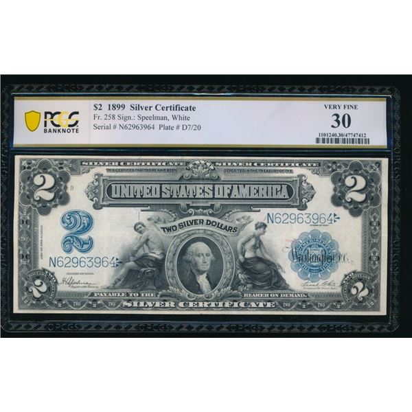1899 $2 Mini Porthole Silver Certificate PCGS 30