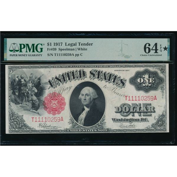 1917 $1 Legal Tender Note PMG 64EPQ