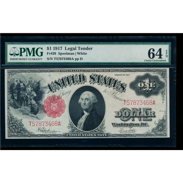 1917 $1 Legal Tender Note PMG 64EPQ