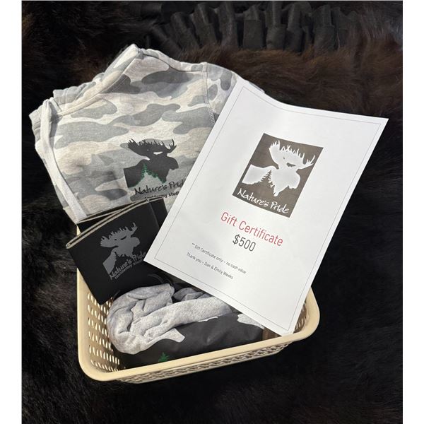 Sweatshirt, t-shirt, 2 koozies & $500 certificate