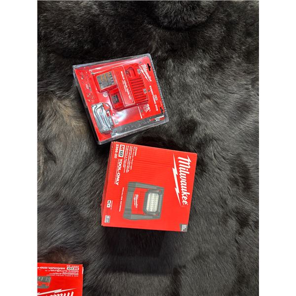 Milwaukee Dual Power Flood Light, Battery, Charger