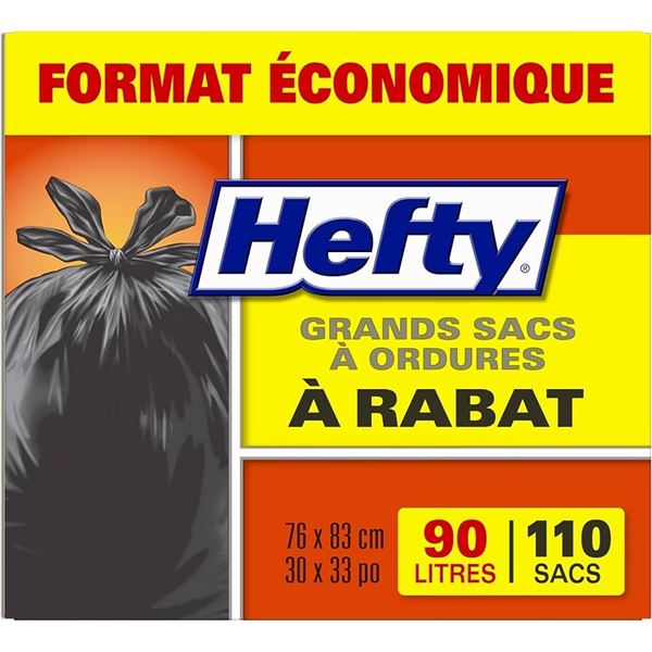 NEW 110 BAGS HEFTY EASYFLAPS LARGE WASTE BAGS