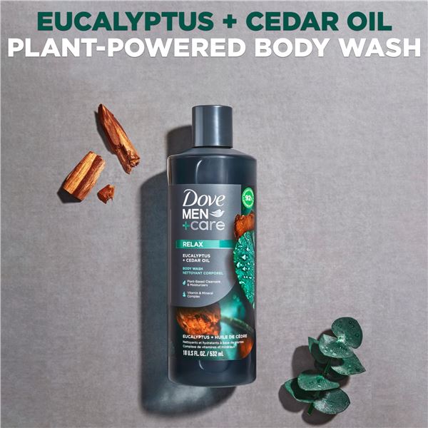 NEW 532ML DOVE MEN+CARE RELAXING EUCALYPTUS OIL