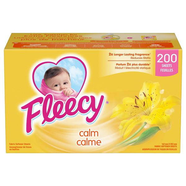 NEW 200 SHEETS FLEECY CALM FABRIC SOFTENERS