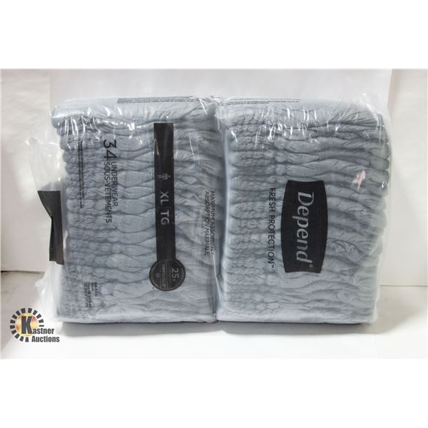 NEW DEPENDS FRESH PROTECTION MENS SIZE XL 34 PCS
