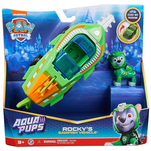 NEW PAW PATROL AQUA PUPS ROCKY SAWFISH VEHICLE