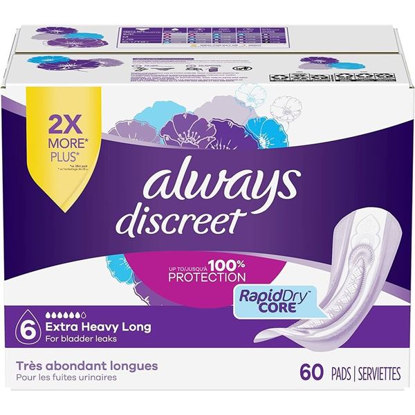 NEW ALWAYS DISCREET HEAVY LONG 32 PADS