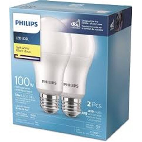PHILIPS 2 PACK LED DAYLIGHT LIGHT BULBS