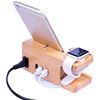 Image 1 : NEW ALCASE BAMBOO WOOD USB CHARGING STATION 3 USB
