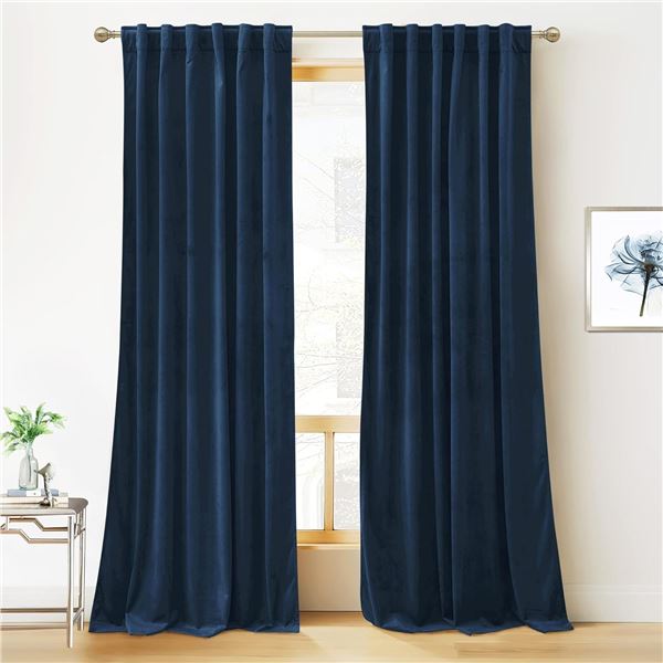 NEW PLUSH VELVET CURTAIN 50 X 96 INCH - BLUE