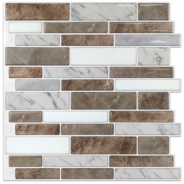 NEW VAMOSTILE 10 SHEETS BROWN MARBLE & WHITE