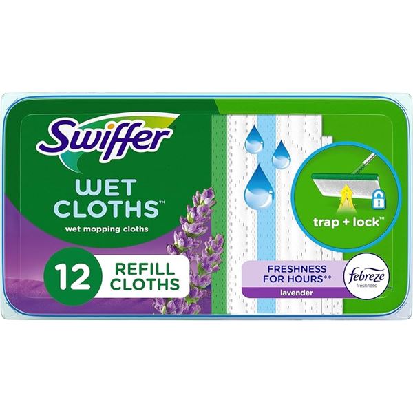 NEW SWIFFER WET CLOTHS WET MOPPING CLOTHS LAVENDER