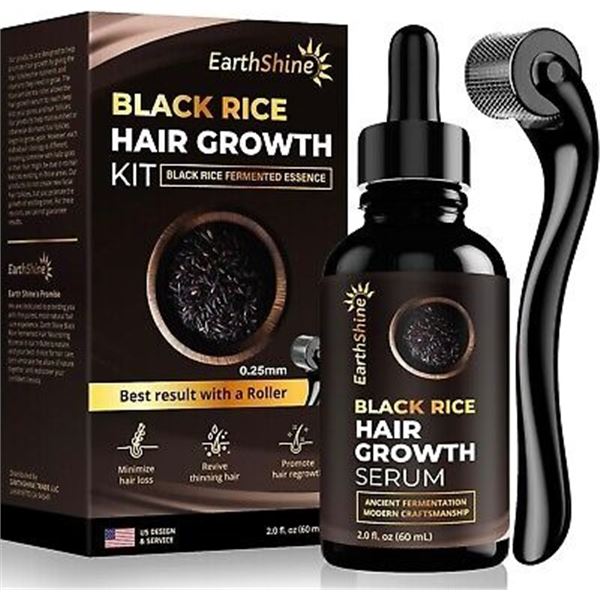 NEW 2 OZ EARTHSHINE BLACK RICE HAIR GROWTH KIT