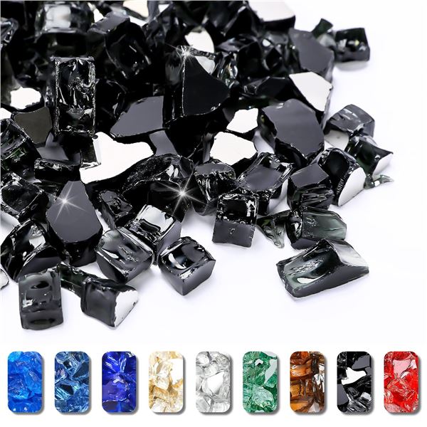 NEW GRISUN ONYX BLACK FIRE GLASS FOR FIRE PIT