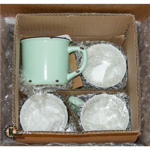 NEW CERAMIC ENAMEL MUG MINT BUBBLE