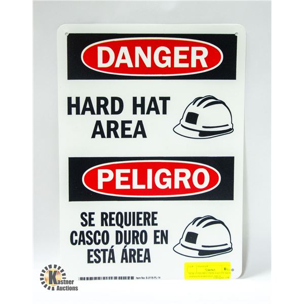 NEW CONSTRUCTION SAFETY SIGN -DANGER HARD HAT AREA