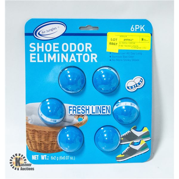 NEW 6 X 2G SHOE ODOR ELIMINATOR FRESH LINEN