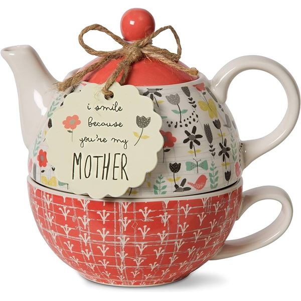 NEW 150Z TEAPOT & 8OZ CUP MOTHER BLOOM