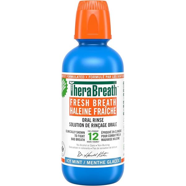 NEW THERA BREATH ORAL RINSE ICY MINT