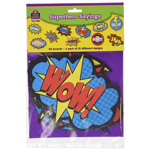 NEW SUPERHERO SAYINGS 30 ACCENTS