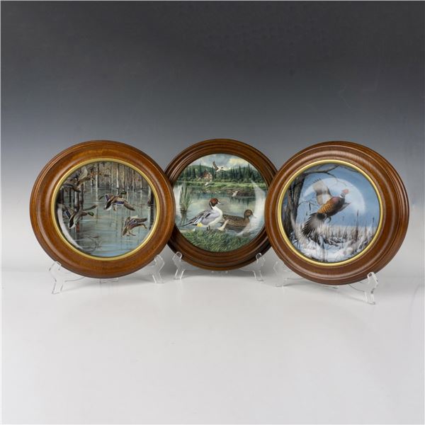 3pc Porcelain and Fina China Wildlife Bird Plates