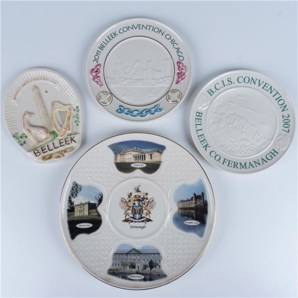 4pc Decorative Belleek Porcelain Commemorative Plates