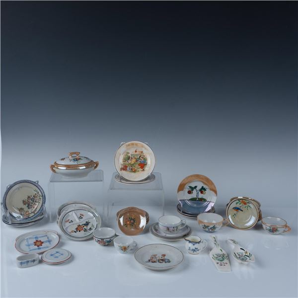 46pc Vintage Children's Play Dishes Grouping