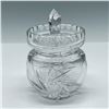 Image 1 : Vintage Cut Crystal Condiment Jar with Cover