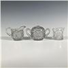 Image 1 : 3pc Sunburst Glass Creamer, Sugar Jar, and Toothpick Holder
