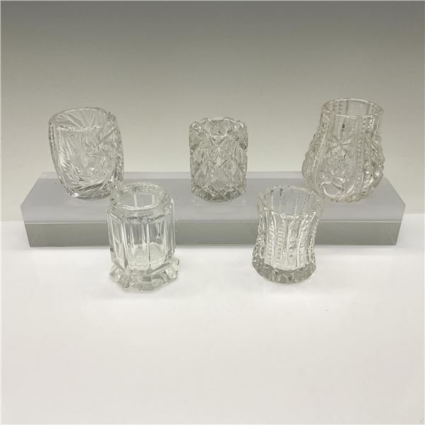 5pc Pattern Glass Toothpick Holders
