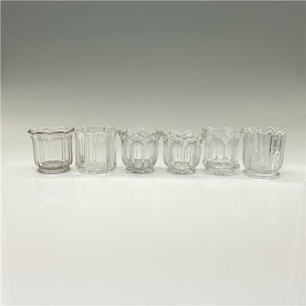 6pc Pattern Glass Toothpick Holders, Tulip Shaped